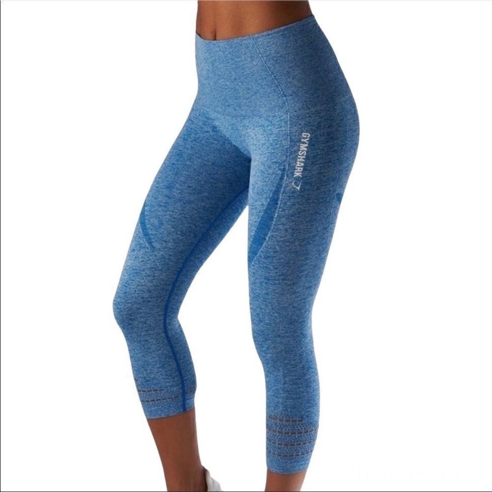 GYMSHARK Original Seamless Cropped Leggings Marl Blue XS